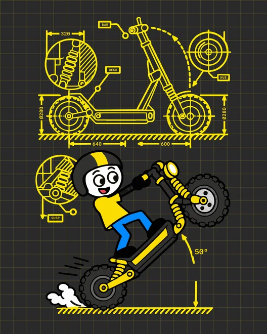 Wheelie hoodie print